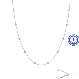Lafonn Simulated Diamond Classic Bezele Station Necklace, 1.10ctw